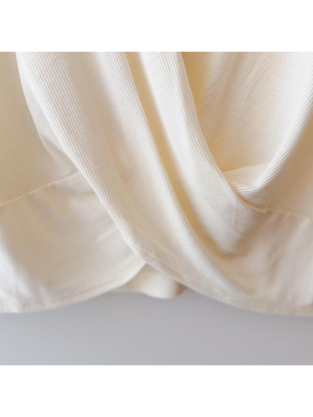 NWT Marine Layer Cream Twist-Front Ribbed Short Sleeve Tee Size Large - Picture 3 of 5